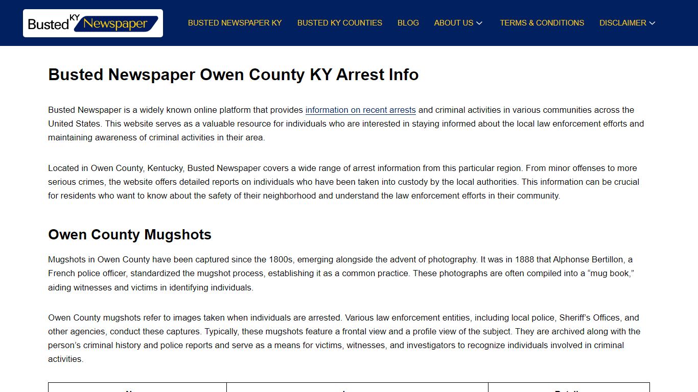 Busted Newspaper Owen County KY Arrest Info