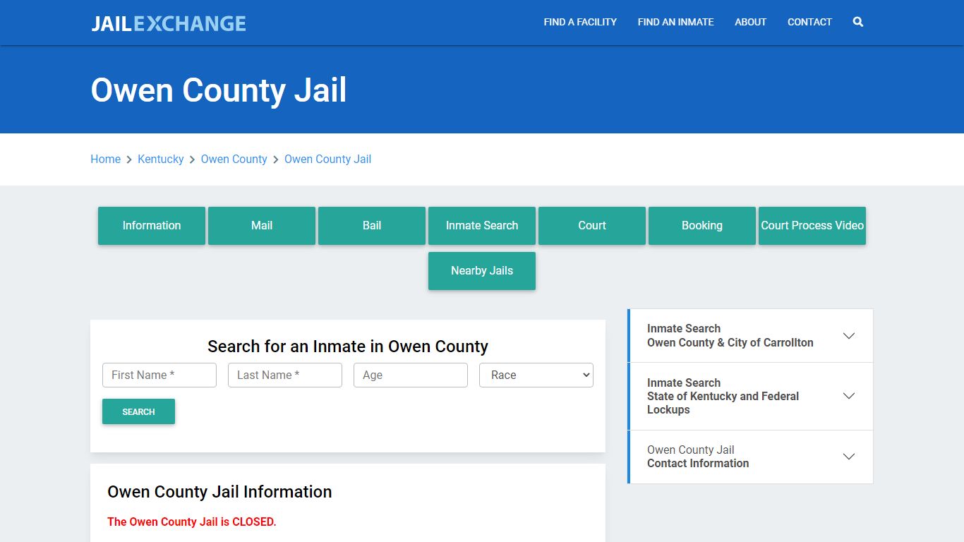 Owen County Jail Roster Lookup, KY, Inmate Search - Jail Exchange